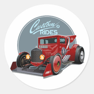 Benutzerdefiniertes Retro-Rennwagen-Konzept Runder Aufkleber