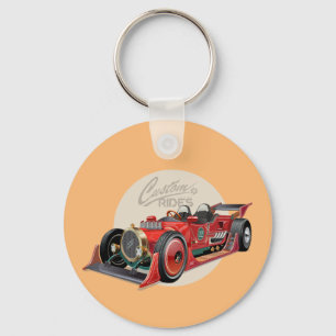 Benutzerdefiniertes Retro-Rennwagen-Konzept Schlüsselanhänger