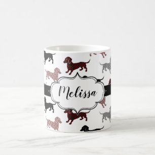 Benutzerdefiniertes Retro-Tool für Damask-Dackeln Kaffeetasse