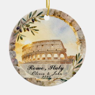 Benutzerdefiniertes Rom-Hochzeitsreise- oder Urlau Keramik Ornament