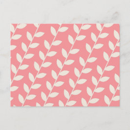 Benutzerdefiniertes rosa 70er Retro Leaf Muster Feiertagspostkarte