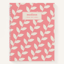 Benutzerdefiniertes rosa 70er Retro-Leaf-Muster Mo Notizbuch