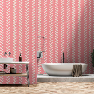 Benutzerdefiniertes rosa 70er Retro Leaf Muster Tapete