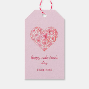 Benutzerdefiniertes rosa Aquarell-Rosen-Herz Valen Geschenkanhänger