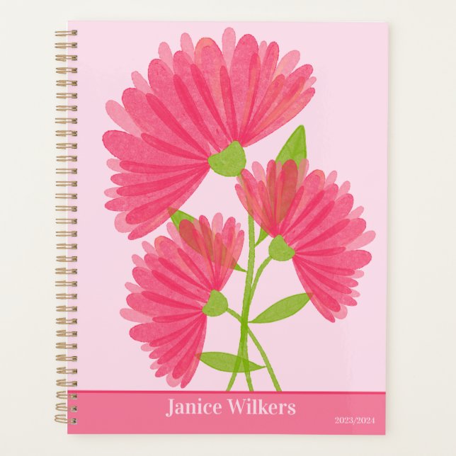 Benutzerdefiniertes rosa Aquarellfarben Calendula  Planer (Vorderseite)