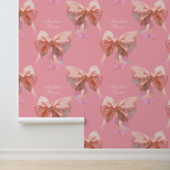 Benutzerdefiniertes rosa Coquette Bow-Muster entfe Tapete (Anwendung)