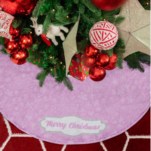 Benutzerdefiniertes rosa Doodle-Weihnachtsschlitte Polyester Weihnachtsbaumdecke