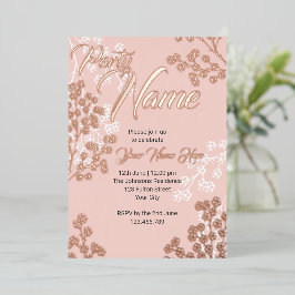 Benutzerdefiniertes rosa Elegantes Blumengebläse-P Folieneinladung