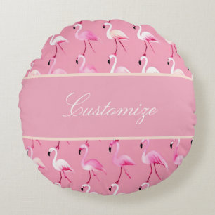 Benutzerdefiniertes rosa Flamingo Paradise Wasserf Rundes Kissen