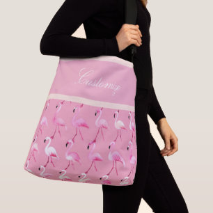 Benutzerdefiniertes rosa Flamingo Paradise Wasserf Tragetaschen Mit Langen Trägern