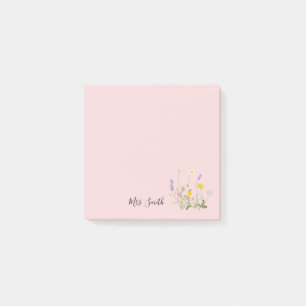 Benutzerdefiniertes rosa florales Monogramm Post-it Klebezettel