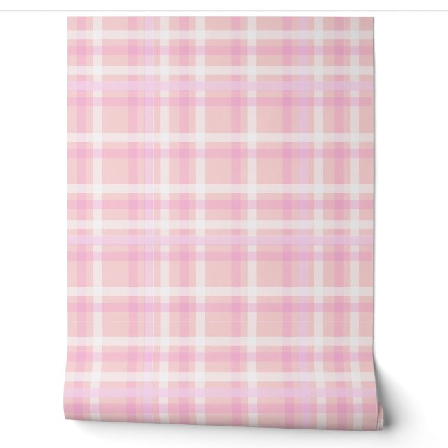 Benutzerdefiniertes rosa Kariert Akzent Wandpapier Tapete (Abrollen)