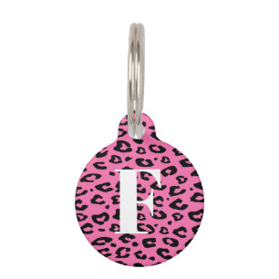 Benutzerdefiniertes rosa Leoparden-Tierdruck-Haust Haustiermarke