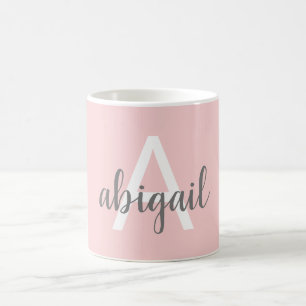 Benutzerdefiniertes Rosa Modernes Monogramm Name Kaffeetasse