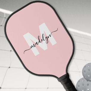 Benutzerdefiniertes Rosa Modernes Namensmonogramm Pickleball Schläger