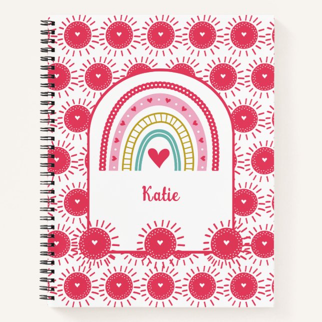 Benutzerdefiniertes Rosa Regenbogen-Monogramm Notizbuch (Vorderseite)