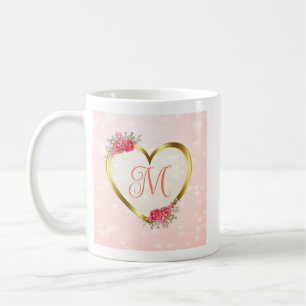Benutzerdefiniertes Rosa und goldenes Herz Kaffeetasse
