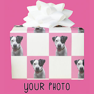 Benutzerdefiniertes rosa und weißes Foto Geschenkpapier