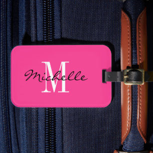 Benutzerdefiniertes rosafarbenes Monogramm-Reisege Gepäckanhänger