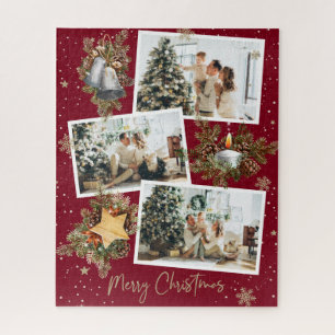 Benutzerdefiniertes rotes Fotocollage-Weihnachts-P
