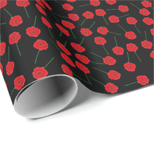Benutzerdefiniertes rotes Mohnmuster für Blume Geschenkpapier