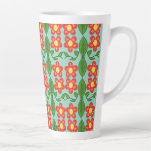 Benutzerdefiniertes rotes Volkskunst-Blumen- und B Milchtasse