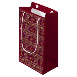 Benutzerdefiniertes Royal Burgund & Gold Ornament Kleine Geschenktüte