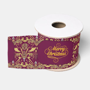 Benutzerdefiniertes Royal Burgund & Gold Verzierte Ripsband