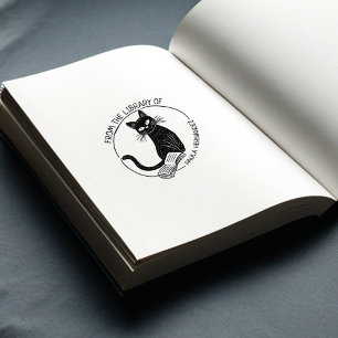 Benutzerdefiniertes rundes Bibliotheks-Katzen-Exli Gummistempel