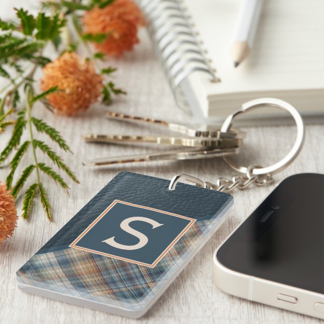 Benutzerdefiniertes rustikales dunkles Aquamarines Schlüsselanhänger (Vorderseite rechts)