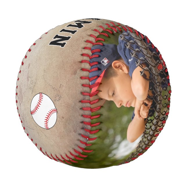 Benutzerdefiniertes Rustikales Foto Baseball (Schrägansicht)