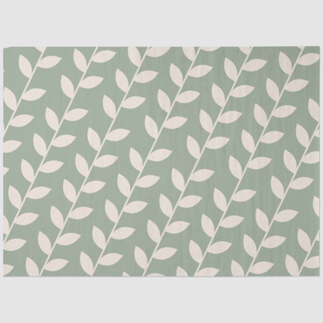 Benutzerdefiniertes Sage Green 70er Retro-Leaf-Mus Seidenpapier (Vorderseite)