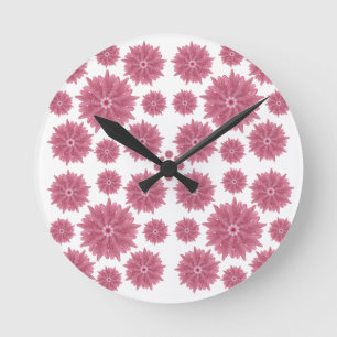 Benutzerdefiniertes sanftes staubiges rosa Chrysan Runde Wanduhr