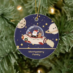 Benutzerdefiniertes Santa-Weltraumschiff Weihnacht Keramik Ornament