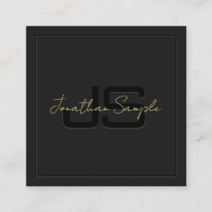 Benutzerdefiniertes Schwarz-Gold-Template-elegante Quadratische Visitenkarte