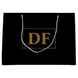Benutzerdefiniertes Schwarz mit Gold-Initialen Gro Große Geschenktüte