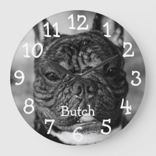 Benutzerdefiniertes Schwarz-Weiß-Foto Name Großuhr Große Wanduhr