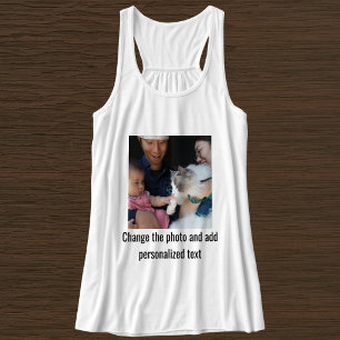 Benutzerdefiniertes Schwarz-Weiß-Foto von Katze, M Tank Top