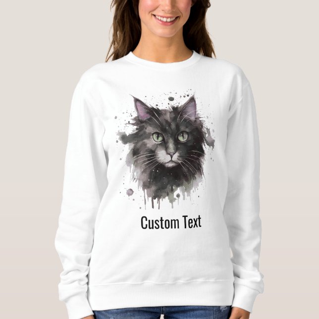 Benutzerdefiniertes Schwarz-Weiß-Katzenmutter-Wass Sweatshirt (Vorderseite)
