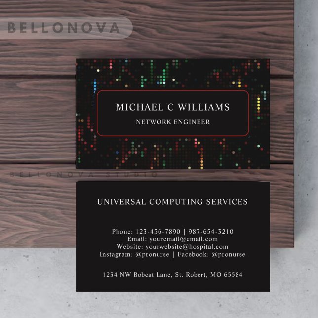 Benutzerdefiniertes Schwarz-Weiß-Multicolorfarben- Visitenkarte (Custom Black Red White Multicolor Color Pixel Business Card)