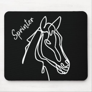 Benutzerdefiniertes Schwarz-Weiß-Pferd zeichne Ma Mousepad