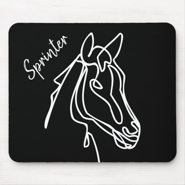 Benutzerdefiniertes Schwarz-Weiß-Pferd zeichne Mau Mousepad (Vorne)