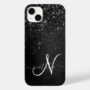 Benutzerdefiniertes Schwarzes Glitzer-Sparkon-Mono Case-Mate iPhone 14 Plus Hülle