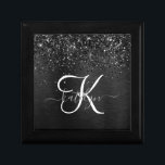 Benutzerdefiniertes Schwarzes Glitzer-Sparkon-Mono Erinnerungskiste<br><div class="desc">Dieses trendige und elegante Design mit hübschem schwarzglänzenden Glitzer auf schwarz gebürstetem metallischem Hintergrund macht diese Geschenkboxen leicht zu einem persönlichen Erlebnis.</div>