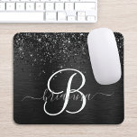 Benutzerdefiniertes Schwarzes Glitzer-Sparkon-Mono Mousepad<br><div class="desc">Dieses angesagte,  elegante Mauspad-Design mit hübschem schwarzglänzenden Glitzer auf schwarz gebürstetem metallischem Hintergrund ist einfach zu personalisieren.</div>