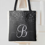 Benutzerdefiniertes Schwarzes Glitzer-Sparkon-Mono Tasche<br><div class="desc">Dieses trendige,  elegante Tote-Sack-Design mit hübschem schwarzglänzenden Glitzer auf schwarz gebürstetem metallischem Hintergrund ist einfach zu personalisieren.</div>