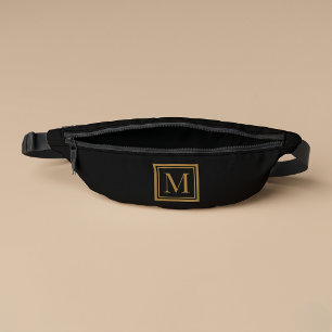 Benutzerdefiniertes schwarzes & goldenes gerahmtes bauchtasche