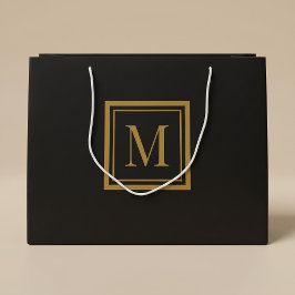Benutzerdefiniertes schwarzes & goldenes gerahmtes große geschenktüte