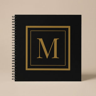 Benutzerdefiniertes schwarzes & goldenes gerahmtes notizbuch
