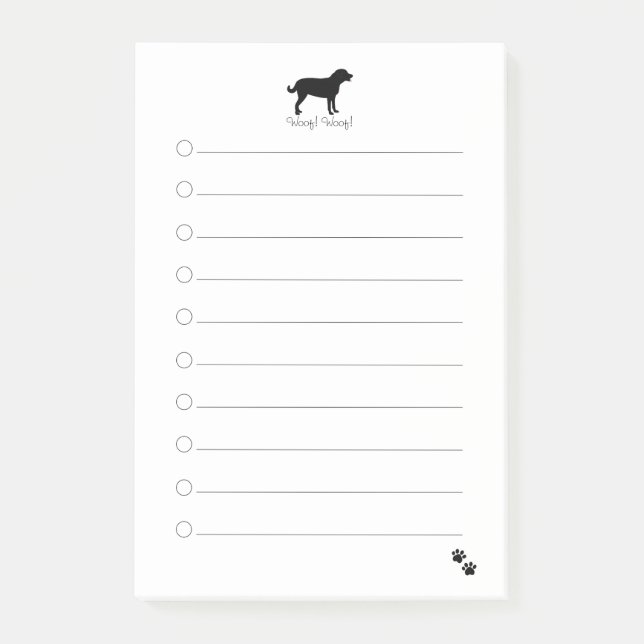 Benutzerdefiniertes schwarzes Labradar zum Auflist Post-it Klebezettel (Vorderseite)